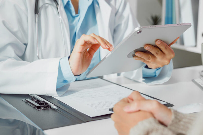 Doctor discussing hormone replacement therapy with patient