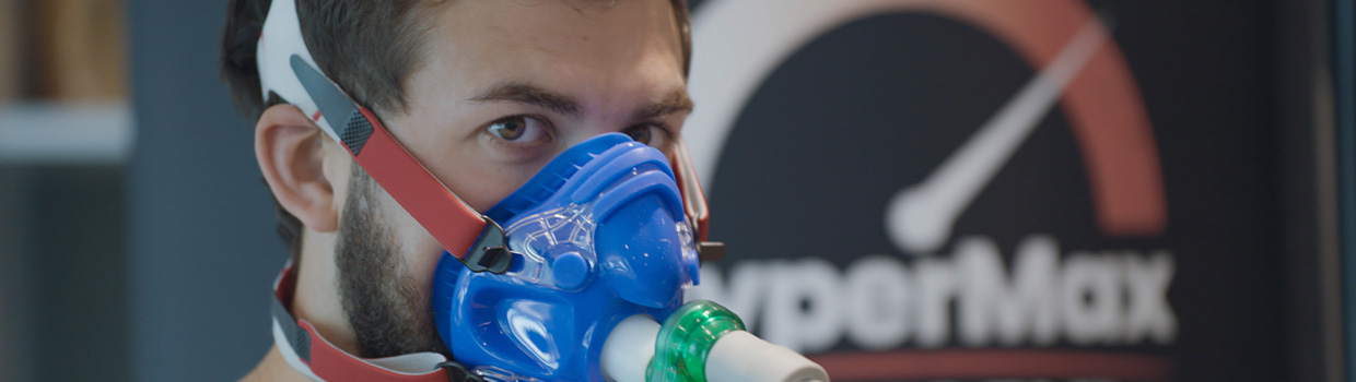 person wearing an Exercise With Oxygen Therapy mask