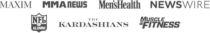 10X Health System media mentions: Maxim, MMA News, Men'sHealth, NewsWire, NFL Alumni, The Kardashians, Muscle & Fitness