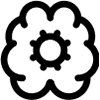 icon of a brain with a gear cog in the center