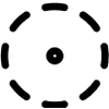 icon of a dashed line circle with a dot in the middle