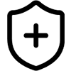 icon of a shield with a plus sign on it
